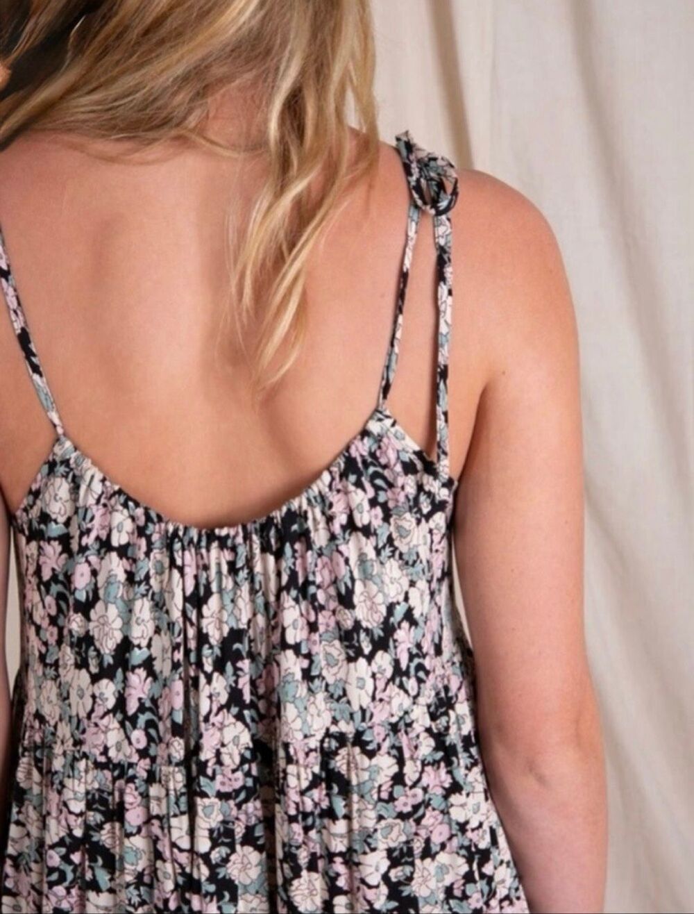 Natural Life Madi Slip Maxi Dress in Black, Green Ditzy Floral Print Size M - Picture 4 of 12